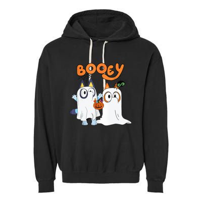 Spooky Season Funny Ghost Booey Halloween Garment-Dyed Fleece Hoodie