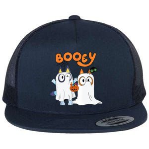 Spooky Season Funny Ghost Booey Halloween Flat Bill Trucker Hat