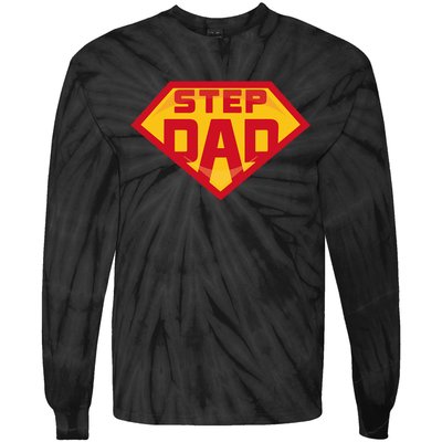 Super Stepdad Funny Hero Step Dad Birthday Fathers Day Tie-Dye Long Sleeve Shirt