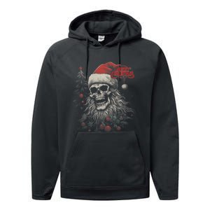 Skeleton Skull Funny Merry Christmas Santa Matching Family Performance Fleece Hoodie