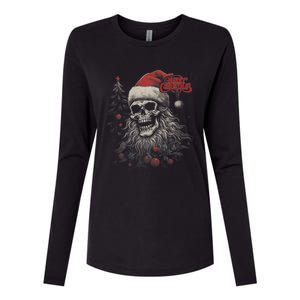 Skeleton Skull Funny Merry Christmas Santa Matching Family Womens Cotton Relaxed Long Sleeve T-Shirt