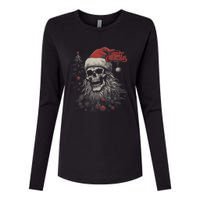 Skeleton Skull Funny Merry Christmas Santa Matching Family Womens Cotton Relaxed Long Sleeve T-Shirt