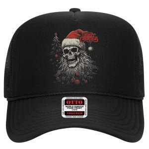 Skeleton Skull Funny Merry Christmas Santa Matching Family High Crown Mesh Back Trucker Hat