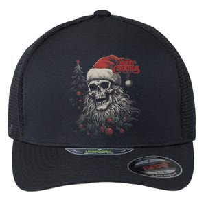 Skeleton Skull Funny Merry Christmas Santa Matching Family Flexfit Unipanel Trucker Cap