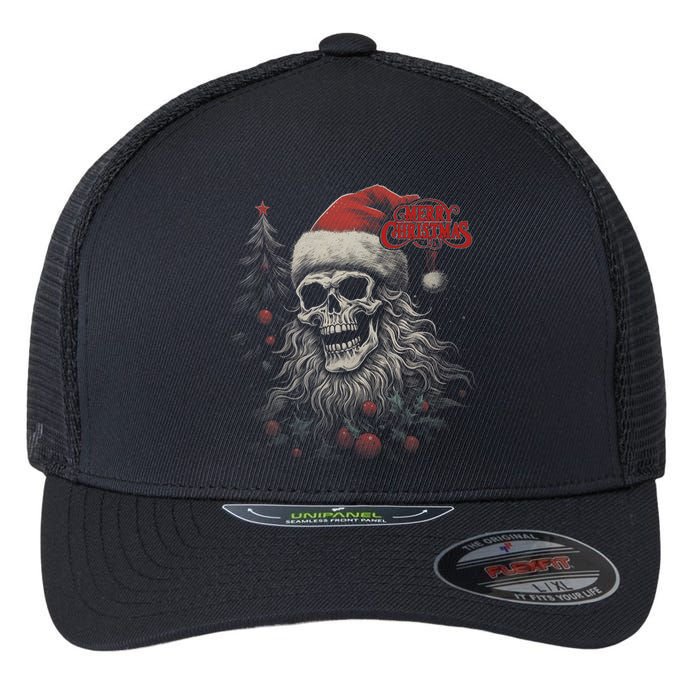 Skeleton Skull Funny Merry Christmas Santa Matching Family Flexfit Unipanel Trucker Cap