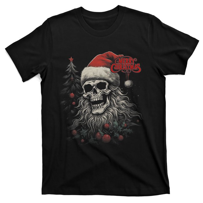 Skeleton Skull Funny Merry Christmas Santa Matching Family T-Shirt