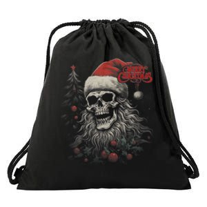 Skeleton Skull Funny Merry Christmas Santa Matching Family Drawstring Bag