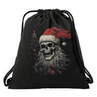 Skeleton Skull Funny Merry Christmas Santa Matching Family Drawstring Bag