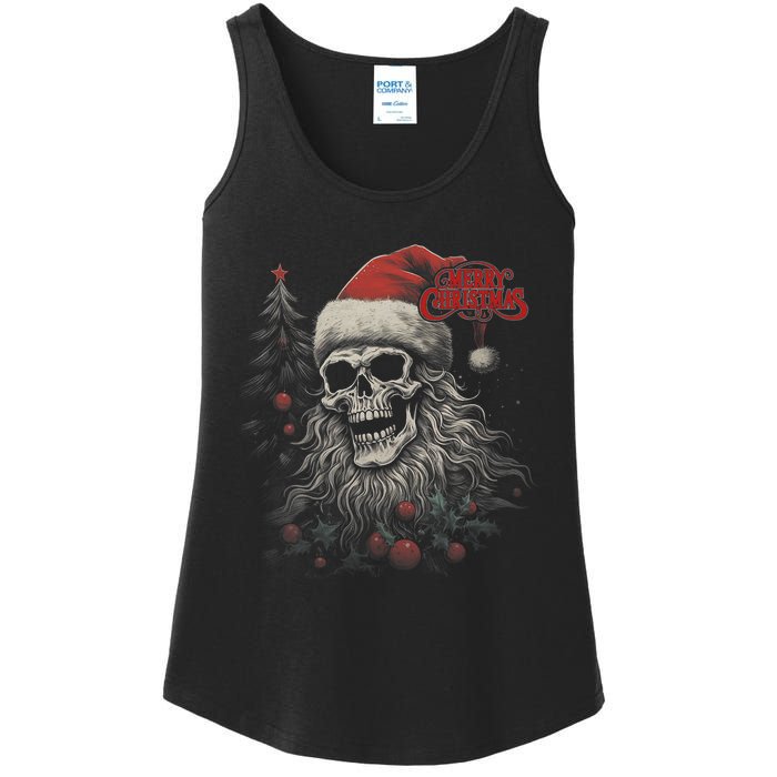 Skeleton Skull Funny Merry Christmas Santa Matching Family Ladies Essential Tank