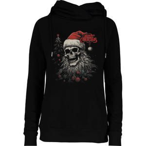 Skeleton Skull Funny Merry Christmas Santa Matching Family Womens Funnel Neck Pullover Hood