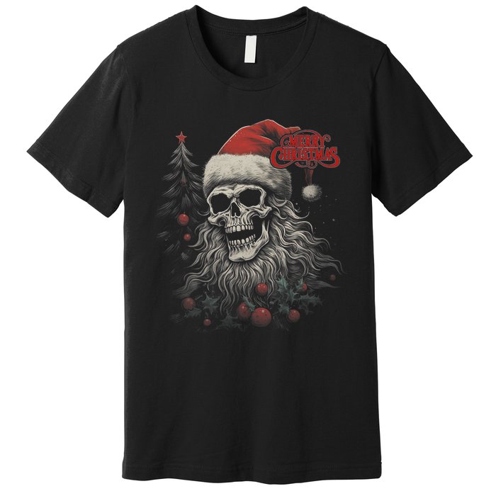 Skeleton Skull Funny Merry Christmas Santa Matching Family Premium T-Shirt