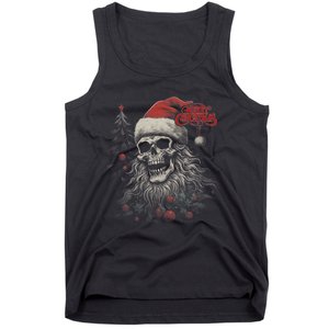 Skeleton Skull Funny Merry Christmas Santa Matching Family Tank Top