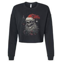 Skeleton Skull Funny Merry Christmas Santa Matching Family Cropped Pullover Crew