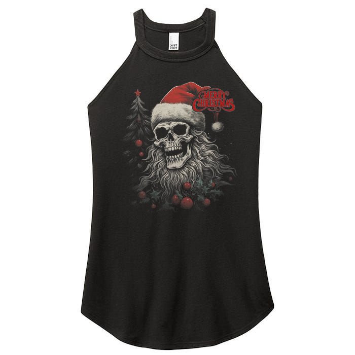 Skeleton Skull Funny Merry Christmas Santa Matching Family Women's Perfect Tri Rocker Tank