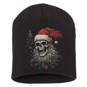 Skeleton Skull Funny Merry Christmas Santa Matching Family Short Acrylic Beanie