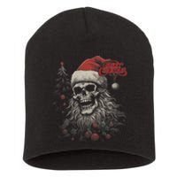 Skeleton Skull Funny Merry Christmas Santa Matching Family Short Acrylic Beanie