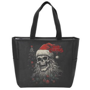 Skeleton Skull Funny Merry Christmas Santa Matching Family Zip Tote Bag