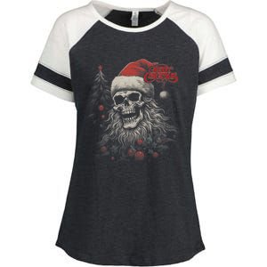 Skeleton Skull Funny Merry Christmas Santa Matching Family Enza Ladies Jersey Colorblock Tee