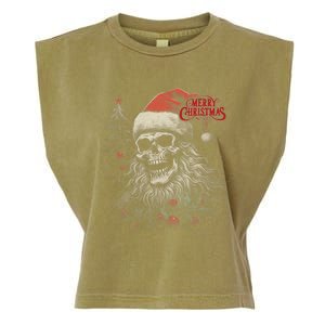 Skeleton Skull Funny Merry Christmas Santa Matching Family Garment-Dyed Women's Muscle Tee