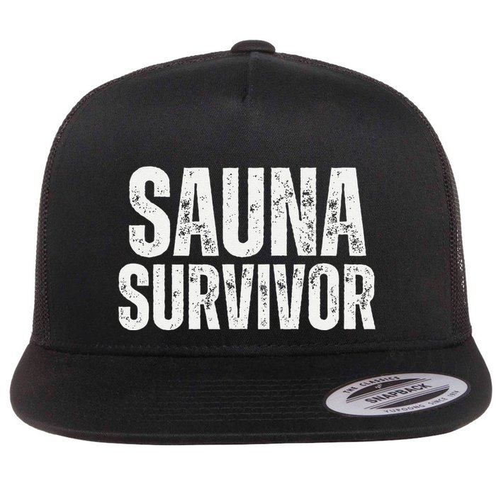 Sauna Survivor Funny For Infrared Sauna Lovers Flat Bill Trucker Hat