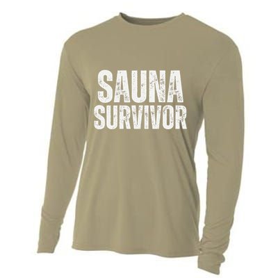 Sauna Survivor Funny For Infrared Sauna Lovers Cooling Performance Long Sleeve Crew