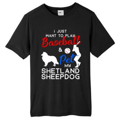 Shetland Sheepdog Funny Baseball Dog Owner Lover Xmas Gift Meaningful Gift Tall Fusion ChromaSoft Performance T-Shirt