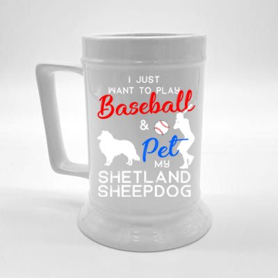 Shetland Sheepdog Funny Baseball Dog Owner Lover Xmas Gift Meaningful Gift Beer Stein