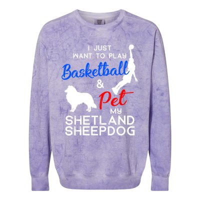 Shetland Sheepdog Funny Basketball Dog Owner Lover Xmas Gift Cool Gift Colorblast Crewneck Sweatshirt