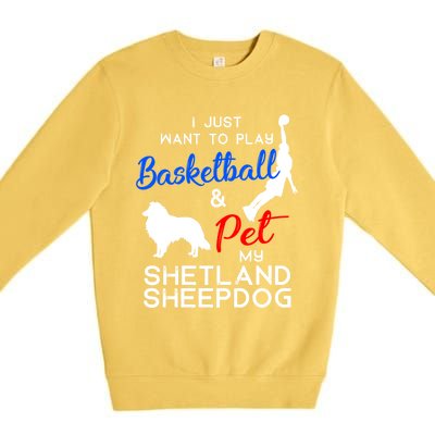 Shetland Sheepdog Funny Basketball Dog Owner Lover Xmas Gift Cool Gift Premium Crewneck Sweatshirt