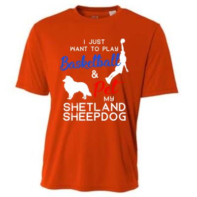 Shetland Sheepdog Funny Basketball Dog Owner Lover Xmas Gift Cool Gift Cooling Performance Crew T-Shirt