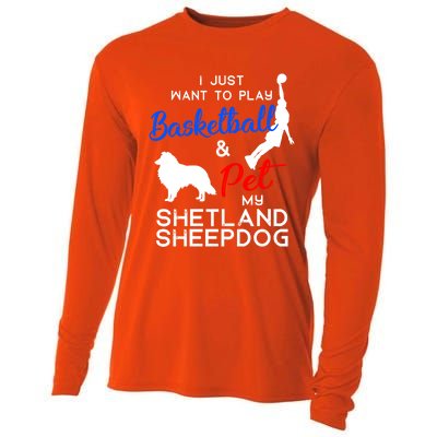 Shetland Sheepdog Funny Basketball Dog Owner Lover Xmas Gift Cool Gift Cooling Performance Long Sleeve Crew