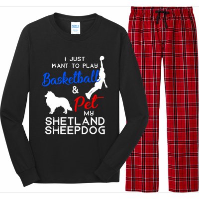 Shetland Sheepdog Funny Basketball Dog Owner Lover Xmas Gift Cool Gift Long Sleeve Pajama Set