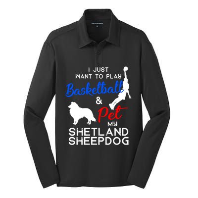 Shetland Sheepdog Funny Basketball Dog Owner Lover Xmas Gift Cool Gift Silk Touch Performance Long Sleeve Polo