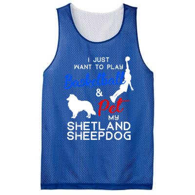 Shetland Sheepdog Funny Basketball Dog Owner Lover Xmas Gift Cool Gift Mesh Reversible Basketball Jersey Tank