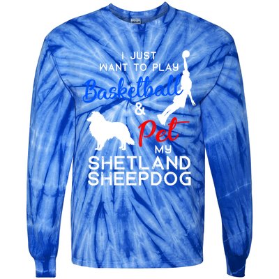 Shetland Sheepdog Funny Basketball Dog Owner Lover Xmas Gift Cool Gift Tie-Dye Long Sleeve Shirt