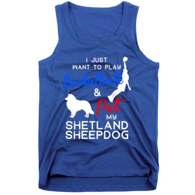 Shetland Sheepdog Funny Basketball Dog Owner Lover Xmas Gift Cool Gift Tank Top