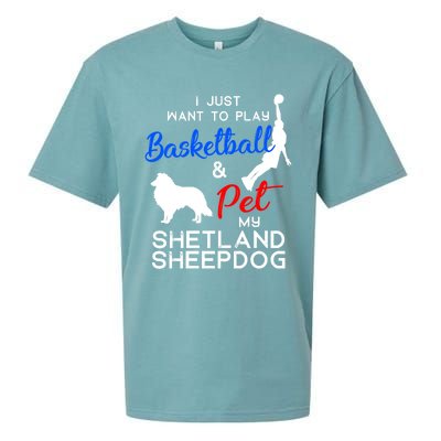 Shetland Sheepdog Funny Basketball Dog Owner Lover Xmas Gift Cool Gift Sueded Cloud Jersey T-Shirt