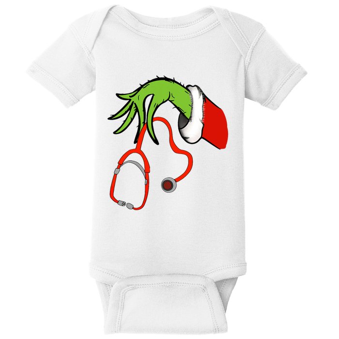 Stethoscope Santa Funny Christmas Xmas Nurse Nursing Pajamas Baby Bodysuit