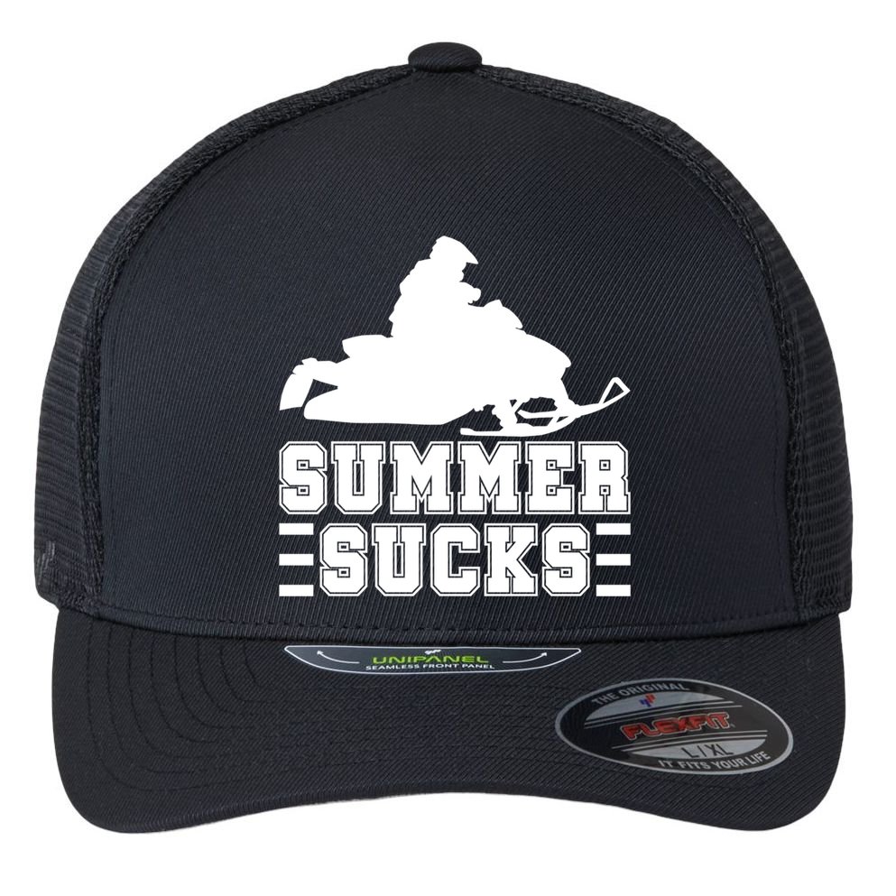 Summer Sucks! Funny Braap Snowmobile Rider Wintersport Quote Gift Flexfit Unipanel Trucker Cap