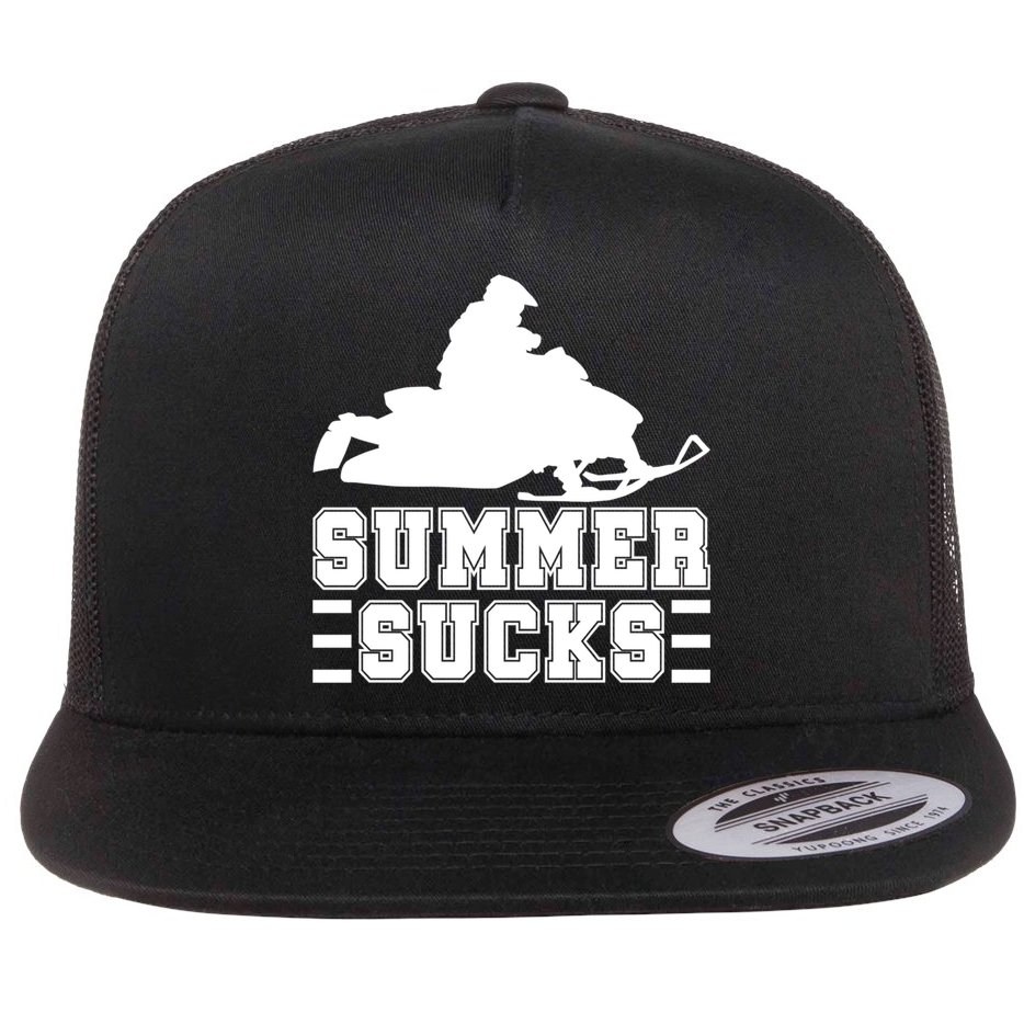 Summer Sucks! Funny Braap Snowmobile Rider Wintersport Quote Gift Flat Bill Trucker Hat
