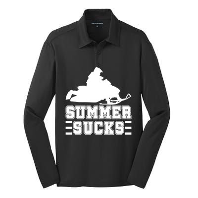 Summer Sucks! Funny Braap Snowmobile Rider Wintersport Quote Gift Silk Touch Performance Long Sleeve Polo