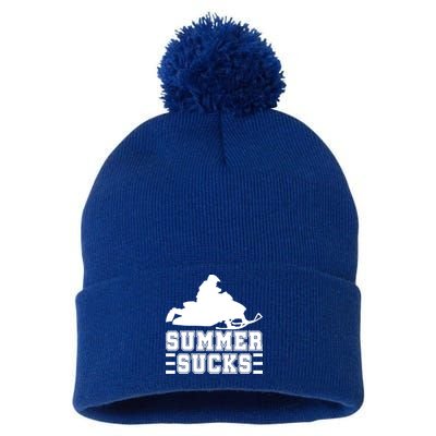 Summer Sucks! Funny Braap Snowmobile Rider Wintersport Quote Gift Pom Pom 12in Knit Beanie