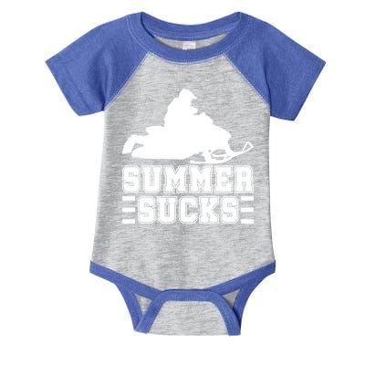 Summer Sucks! Funny Braap Snowmobile Rider Wintersport Quote Gift Infant Baby Jersey Bodysuit