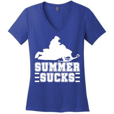 Summer Sucks! Funny Braap Snowmobile Rider Wintersport Quote Gift Women's V-Neck T-Shirt