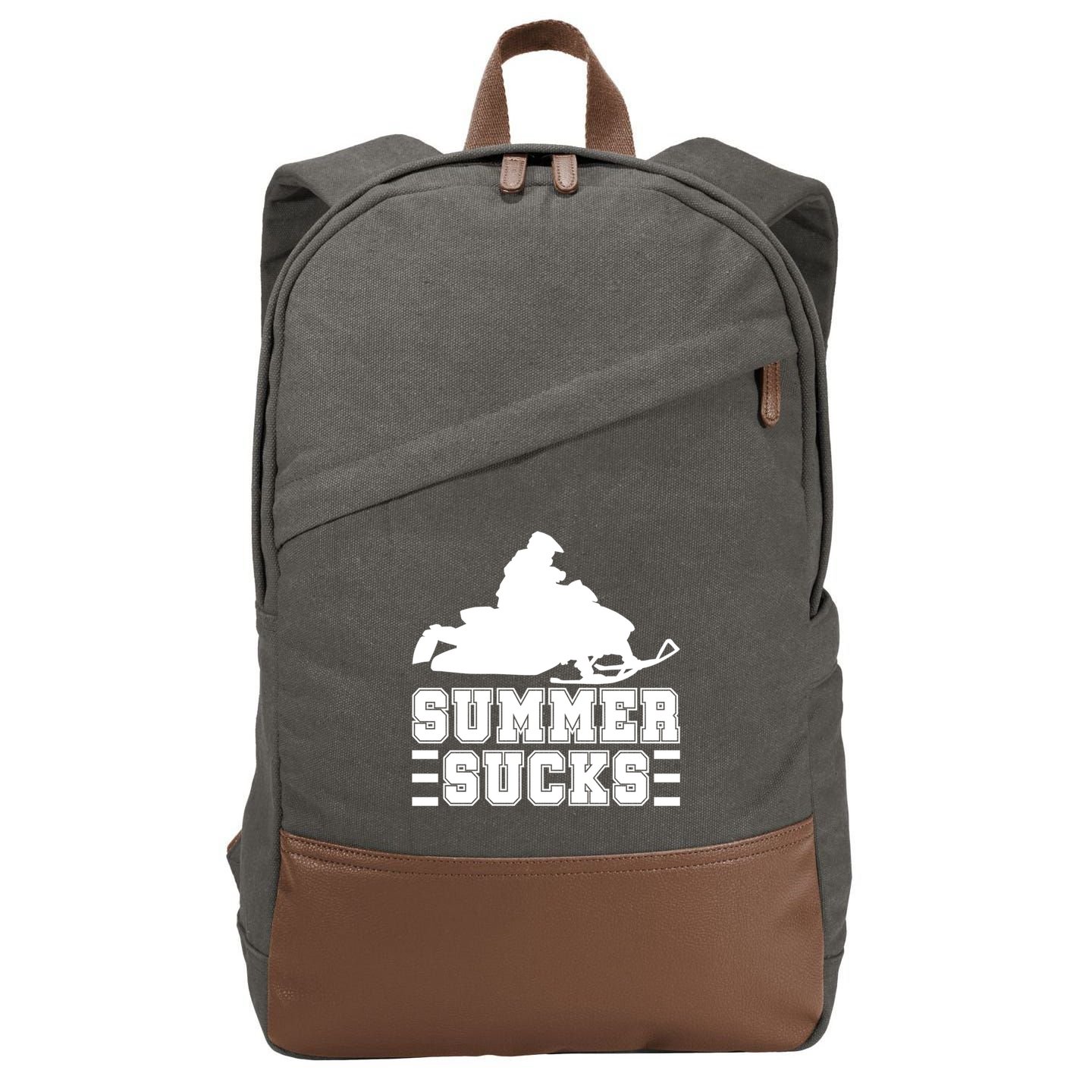 Summer Sucks! Funny Braap Snowmobile Rider Wintersport Quote Gift Cotton Canvas Backpack