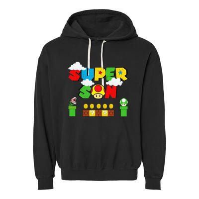 Super Son Funny Gamer Super Kiddio Retro Garment-Dyed Fleece Hoodie