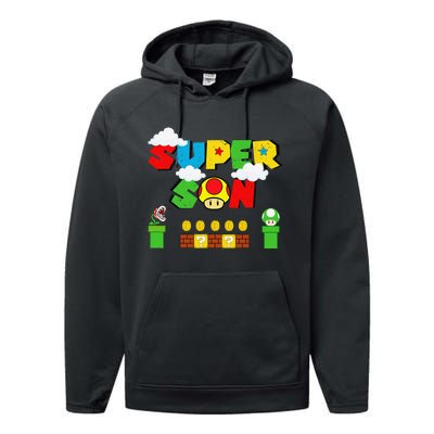 Super Son Funny Gamer Super Kiddio Retro Performance Fleece Hoodie