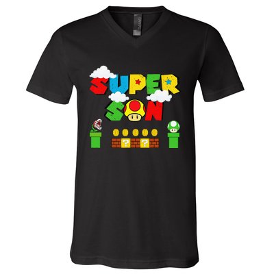 Super Son Funny Gamer Super Kiddio Retro V-Neck T-Shirt