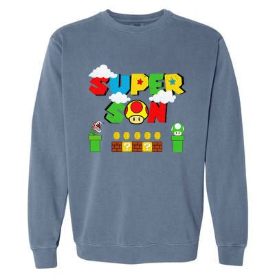 Super Son Funny Gamer Super Kiddio Retro Garment-Dyed Sweatshirt