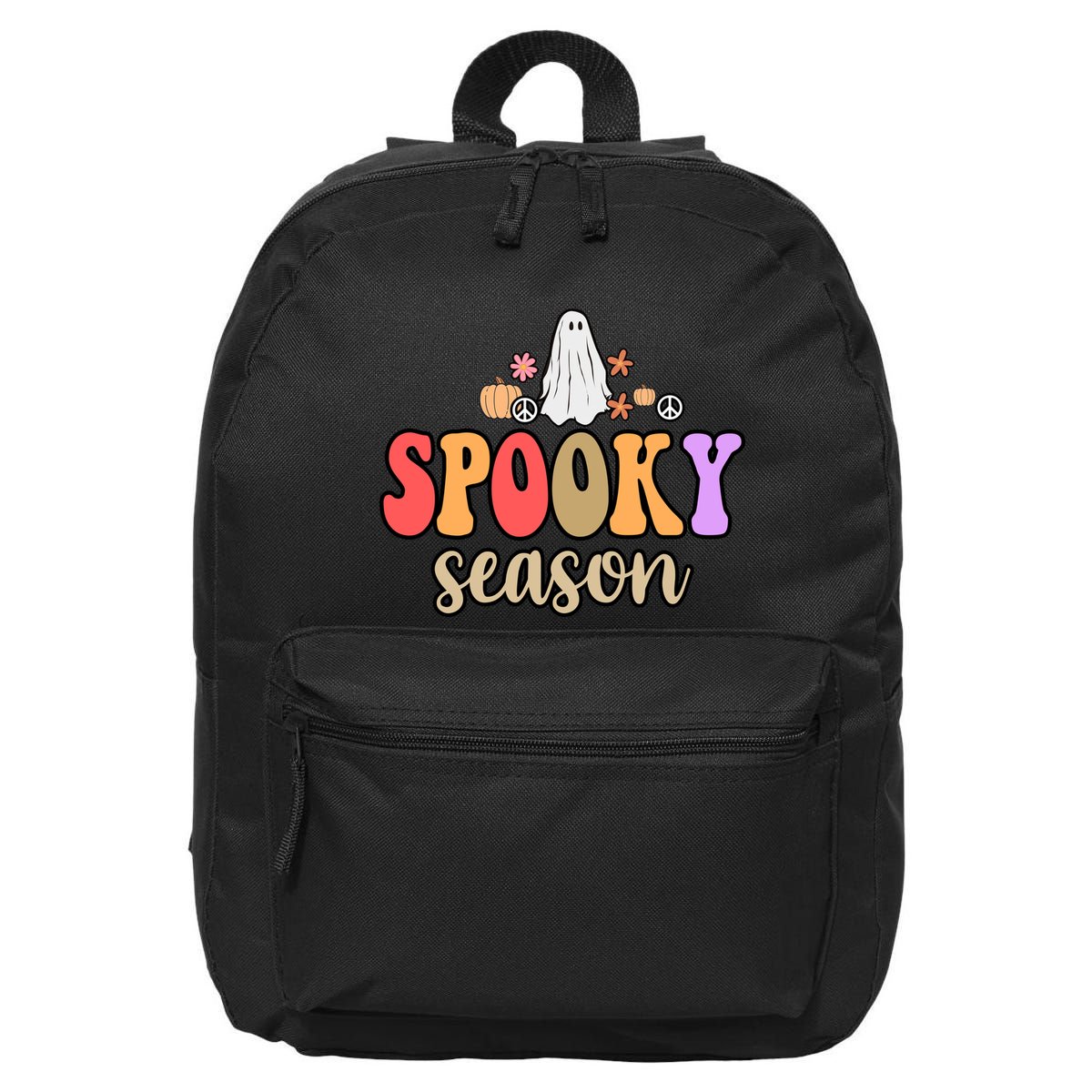Spooky Season Floral Hippie Ghost 16 in Basic Backpack